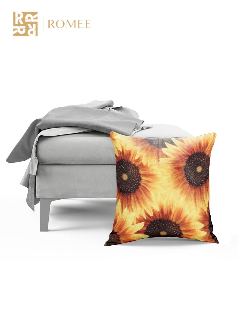 ROMEE Designer Floral, Sunflower Printed Cushion Covers 16 inch x 16 inch Set of 5 | Decorative Square Jute Throw Pillow/Cushion Cover for Living Room, Sofa, Couch, Bedroom (Multicolor) - Image 5