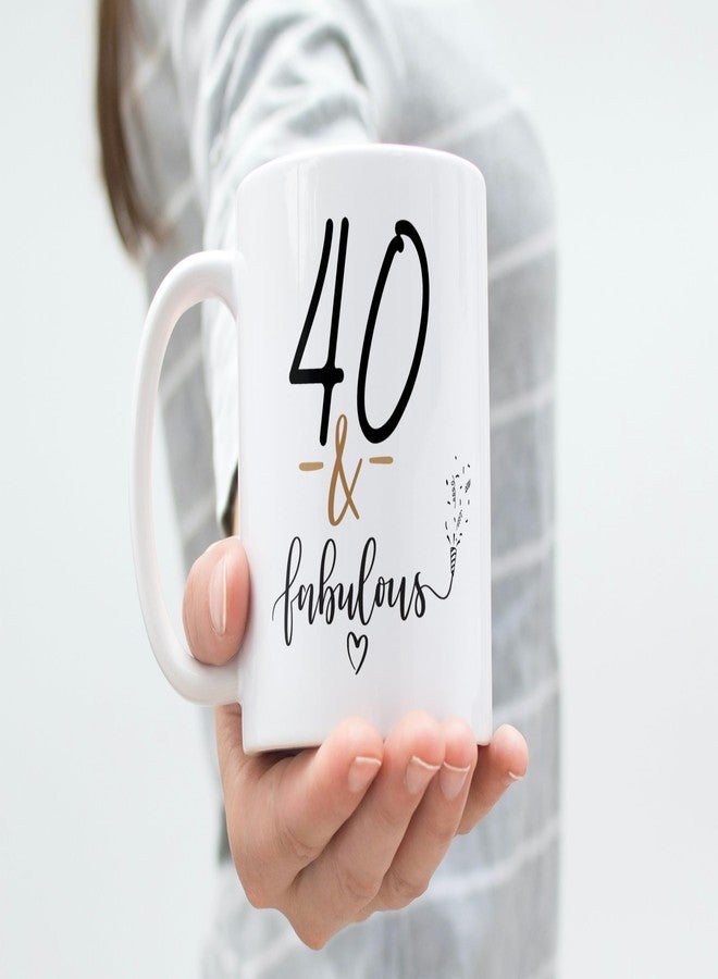 Hubops 40 & Fabulous Birthday Mug - 40th Birthday Gift for Women, Funny Ceramic Coffee Cup with '40 Never Looked So Good' Quote - White 11oz Milestone Gift for Her, Sister, Friend, Mom - Image 2