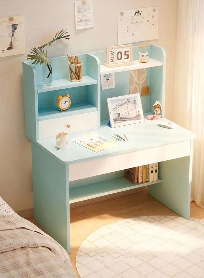 JCB CHIC Study Writing Desk with Bookshelf,80×55×113CM Computer Desk with  Drawers and Storage Shelves，Rustic Office Desk with Hutch，Study Writing Gaming Table Laptop Workstation for Home Office - Image 1