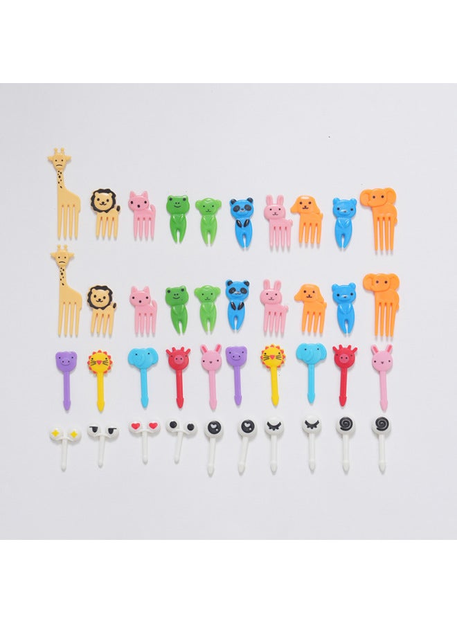 Children's Cartoon Fruit Fork Suit Cute Animal Creative Fruit Sign Bento Fruit Fork Snacks Fork Wholesale-Color:(OPP Bag)-Specifications:40pc Set  - Image 1