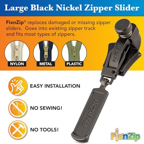 FixnZip (Large, Black Nickel) - See Size Guide - Universal Zipper Repair Kit for Wetsuits, Luggage, Zipper Replacement Repair Kit - Instant Fix - Image 2