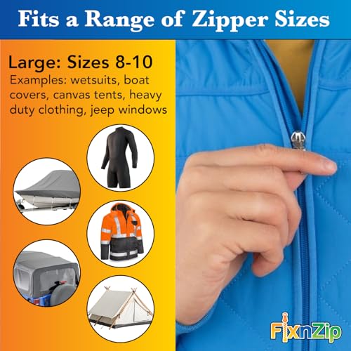 FixnZip (Large, Black Nickel) - See Size Guide - Universal Zipper Repair Kit for Wetsuits, Luggage, Zipper Replacement Repair Kit - Instant Fix - Image 3