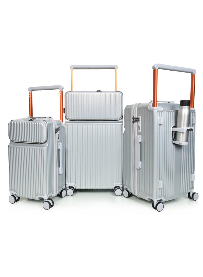 Morano 3 Piece Luggage Set 28", 24", 20" (Silver) - Image 1