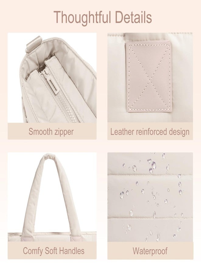 GASSDA Tote Bag for Women Puffer Tote Bag Large Nurse Bags Shoulder Handbag with Zipper for Work Travel, Z-large Camel - Image 5