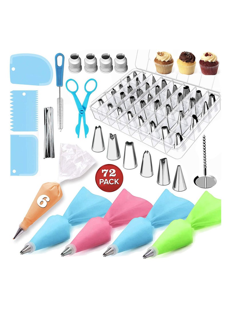 72 قطعة خط أنابيب صقيع نصائح تزيين الكيك أدوات كريم كيس كعكة فوهة محول حلوى حلوى الخبز - Image 1
