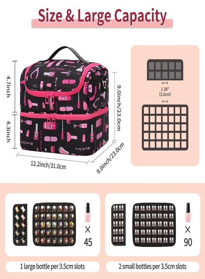 CUBETASTIC Nail Polish Organizer Case - Holds 45-90 Bottles & UV Nail Lamp, Nail Tech Organizers And Storage Bag for Nail Supplies & Manicure Kit & Pedicure Tools, Nail Technician Case (Cartoon Black, 45 Slots) - Image 5