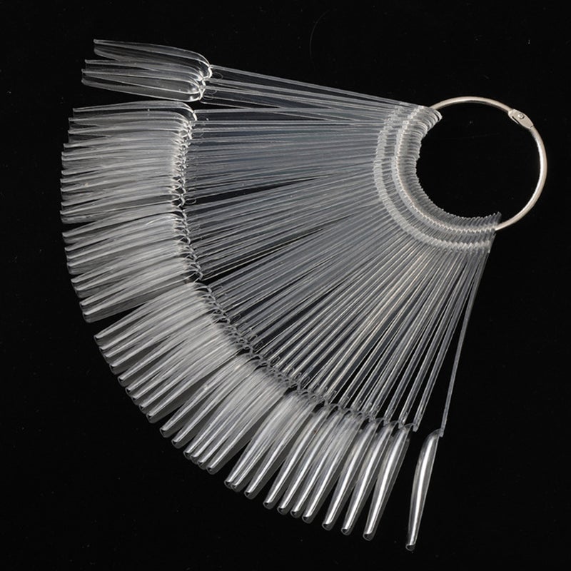 50pcs False Nail Art Tips Sticks Salon Practice Nail Polish Color Card Plates Display Board Transparent - Image 5