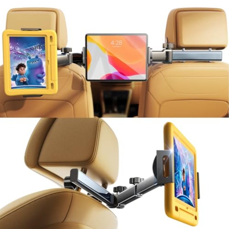 for iPad Holder Car Tablet Mount, Road Trip Essentials Toddler Travel Gifts, Car Accessories for Women Interior Organizer Mens Truck 3in1 Tablet Holder for Car Camping Back Seat Headrest - Image 1