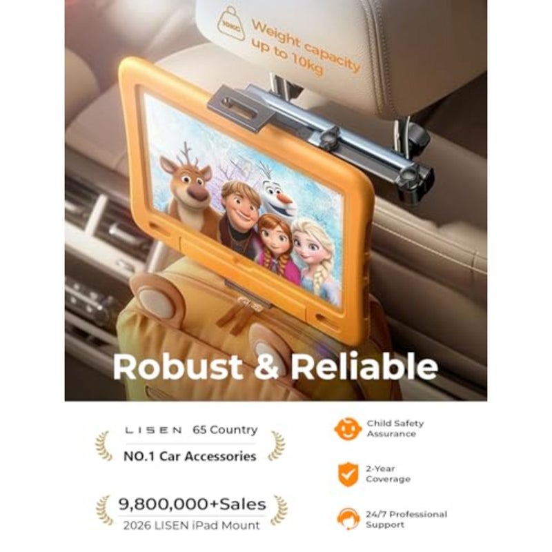 for iPad Holder Car Tablet Mount, Road Trip Essentials Toddler Travel Gifts, Car Accessories for Women Interior Organizer Mens Truck 3in1 Tablet Holder for Car Camping Back Seat Headrest - Image 2