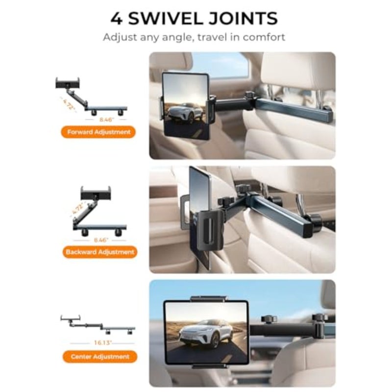 for iPad Holder Car Tablet Mount, Road Trip Essentials Toddler Travel Gifts, Car Accessories for Women Interior Organizer Mens Truck 3in1 Tablet Holder for Car Camping Back Seat Headrest - Image 3