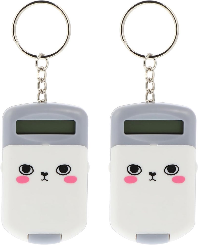 2pcs Mini Portable Calculator for Students and Compact Arithmetic Electronic Calculator with Durable Plastic Suitable for School and Office Use Grey - Image 1