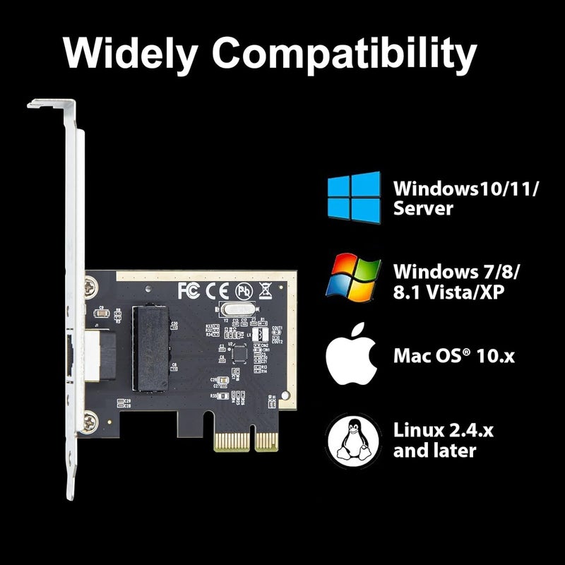 HYFIBER H!Fiber 1Gb PCIe Network Card, auto-Negotiation 10/100/1000Mb/s, Gigabit PCIe NIC with Realtek RTL8111H Chip, Single RJ45 Port, PCIe X1, 1G Ethernet LAN Network Card for Windows/Linux/MAC - Image 5
