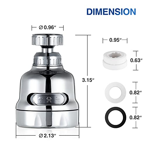 DASLAVA Faucet Sprayer Attachment, 360 Degree Rotating Faucet Aerator Accessories, 3 Mode Adjustable Kitchen Sink Tap Head Water Saving Extend Nozzle Chrome Plated,(Pack of 2) - Image 3
