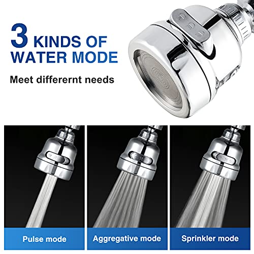 DASLAVA Faucet Sprayer Attachment, 360 Degree Rotating Faucet Aerator Accessories, 3 Mode Adjustable Kitchen Sink Tap Head Water Saving Extend Nozzle Chrome Plated,(Pack of 2) - Image 2