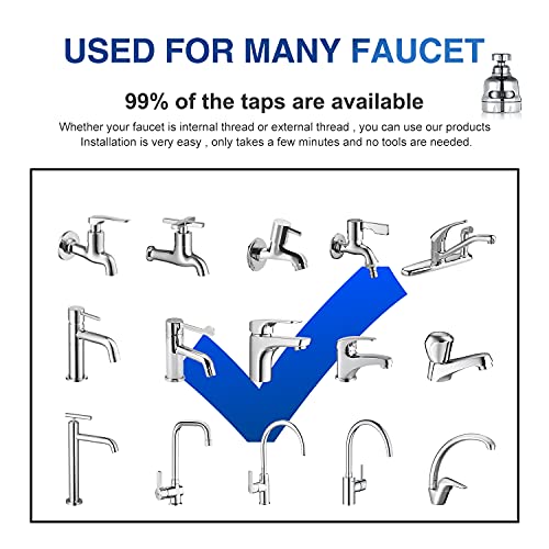 DASLAVA Faucet Sprayer Attachment, 360 Degree Rotating Faucet Aerator Accessories, 3 Mode Adjustable Kitchen Sink Tap Head Water Saving Extend Nozzle Chrome Plated,(Pack of 2) - Image 5