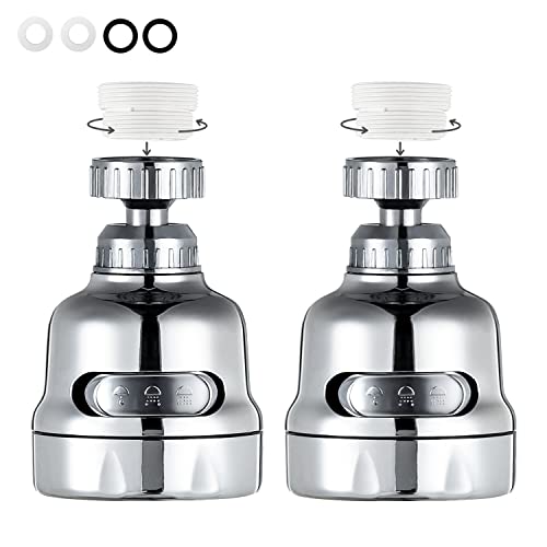DASLAVA Faucet Sprayer Attachment, 360 Degree Rotating Faucet Aerator Accessories, 3 Mode Adjustable Kitchen Sink Tap Head Water Saving Extend Nozzle Chrome Plated,(Pack of 2) - Image 1