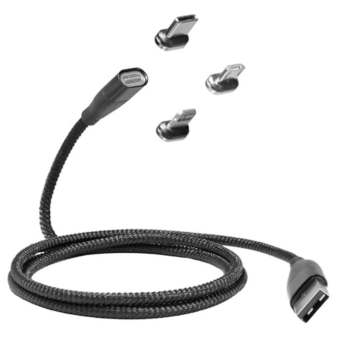 BoxWave Cable Compatible With Gamesir F7 Claw Tablet Magnetosnap Pd Allcharge Cable (100W), Magnet Charging Braided Usb Type-C Micro Jet Black - Image 2