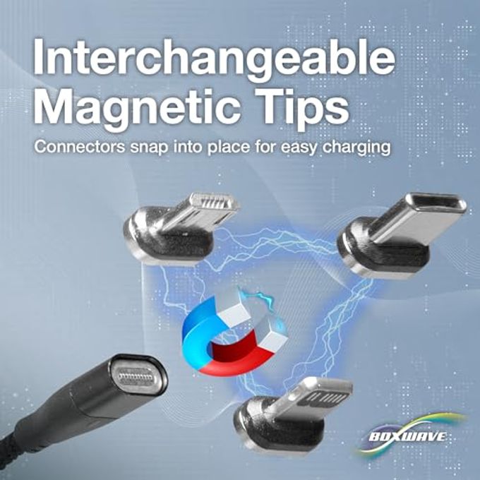 BoxWave Cable Compatible With Gamesir F7 Claw Tablet Magnetosnap Pd Allcharge Cable (100W), Magnet Charging Braided Usb Type-C Micro Jet Black - Image 3