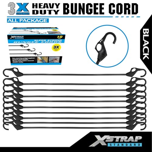 XSTRAP STANDARD Heavy Duty Bungee Cords 10PK 32-Inch Bungee Cords with Finger-Hole Hooks, Ideal for Outdoor, Tarp Covers, Motorcycle, Luggage Rack - Image 5
