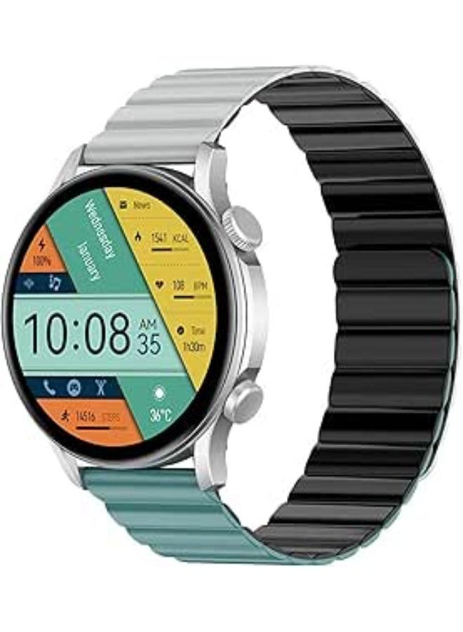 Keislect Calling smartwatch KR Pro Ltd - 1.43" HD Amoled Display, IP68 Waterproof, Health Monitoring, Abnormal Heart Rate Alert - Android & iOS Compatible - Silver