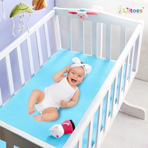 LILTOES Waterproof Quick Dry Sheet for Baby - Anti-Pilling Fleece, Extra Absorbent, Washable Mattress Protector- Small Size, 50x70 cm, Aqua Blue - Baby Bed Protector for Toddlers and Children Pack 3 - Image 3