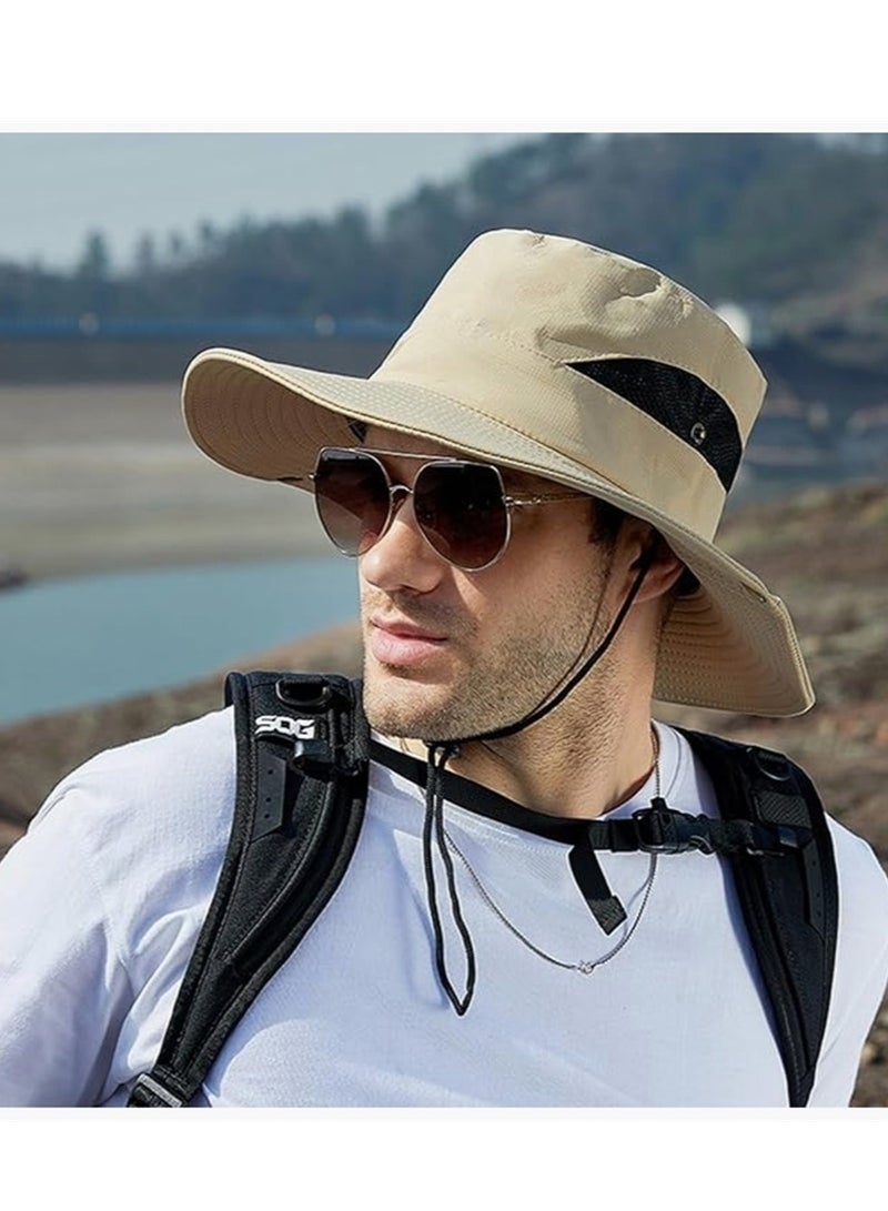 GIFT Men Women Sun Hat Cowboy Hat with Straw Wide Brim Bucket Breathable Boonie Hats for Fishing, Hiking, Garden, Beach - Image 2