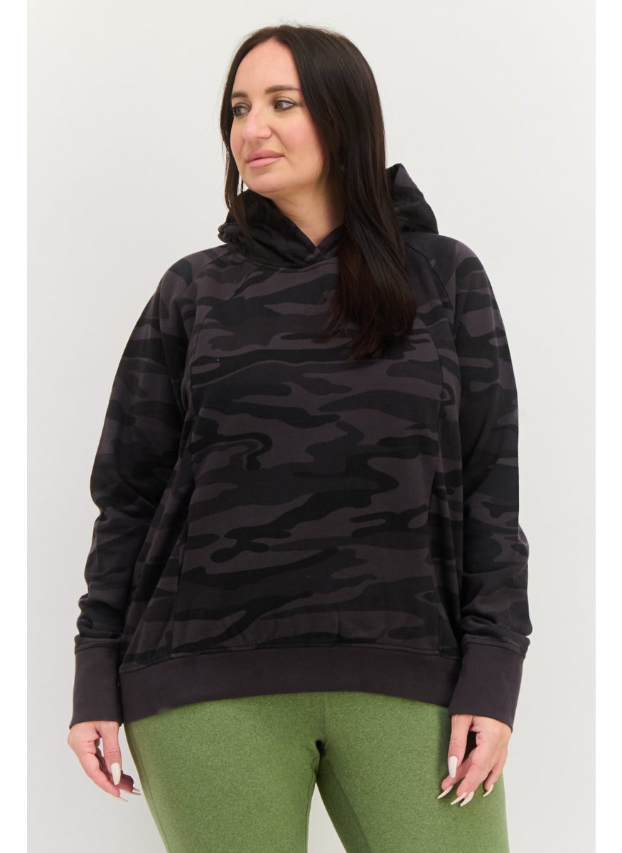 Burnside - Women Hooded Camouflage Sweatshirts, Black - Image 1