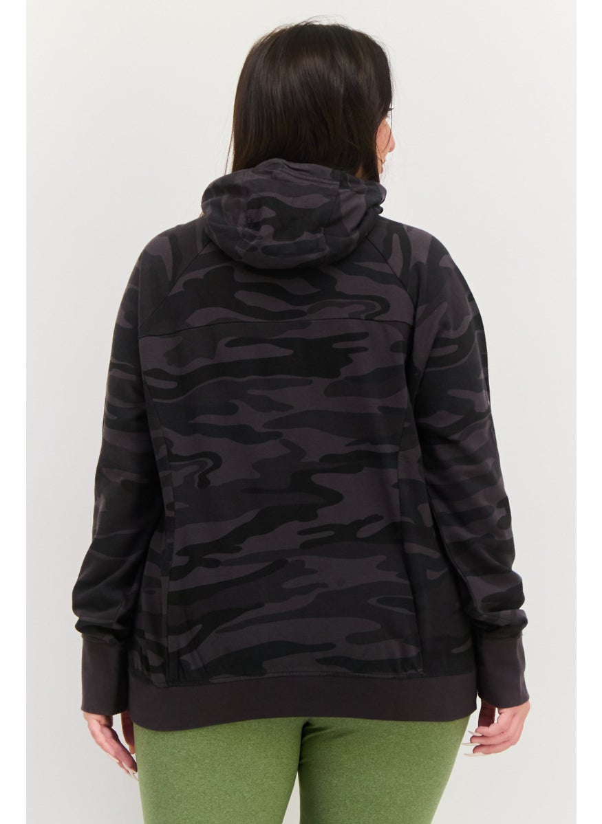 Women Hooded Camouflage Sweatshirts, Black - pzsku/Z9914DC0240AC213C048CZ/45/_/1737642183/c466bbf7-6ffe-4a31-b1d2-88a8870a5466