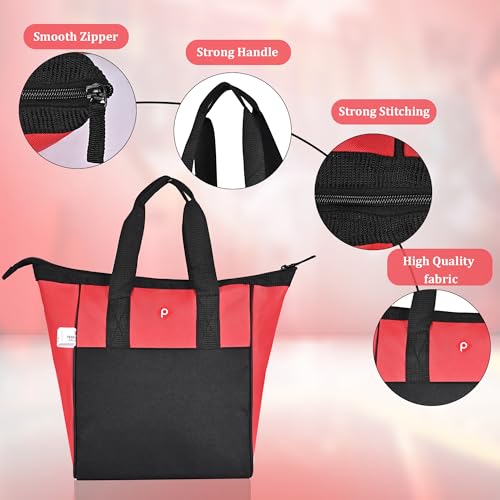 PAHAL 11 Inch Portable Heavy Duty Tool Bag – Compact Tool Storage Organizer for Electrician, Plumber, Carpenter, Mechanic & Service Engineer, Durable Multipurpose Tool Carry Bag, Red Black - Image 3