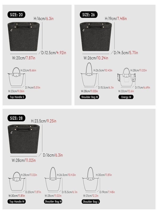 GIVLEFLY Purse Organizer Insert Fit for Longchamp Le Pliage Energy Crossbody Bag and Long Champ Le Pliage Original Medium and Large, Purse Organizer Liner Insert ，(Dark Grey, Large) - Image 3