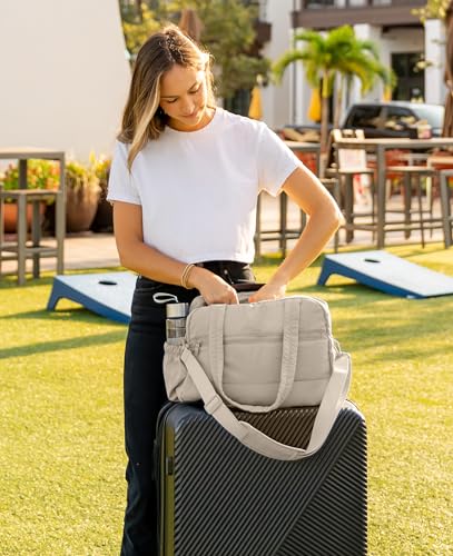 Uselike Gym Bag for Women Travel Duffle Bags with Wet Pocket Lightweight Carry on Bag Overnight Weekender Duffel Bag Water Resistant Khaki Ash - Image 3
