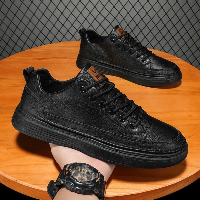 Spring Labor Protection Men'S Shoes Black Sports Casual Sneakers Men'S Soft Sole Kitchen Work Leather Shoes - Image 4