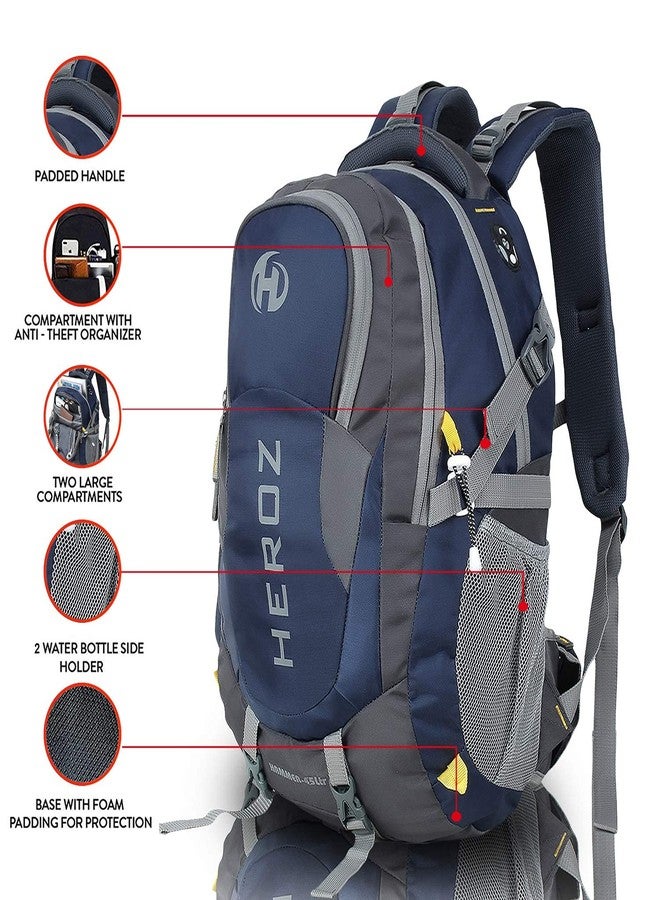 HEROZ Hammer Unisex Nylon 45 L Travel Laptop Backpack Water Resistant Slim Durable Fits Up to 17.3 Inch Laptop Notebook (Grey & NAvy Blue) - Image 3