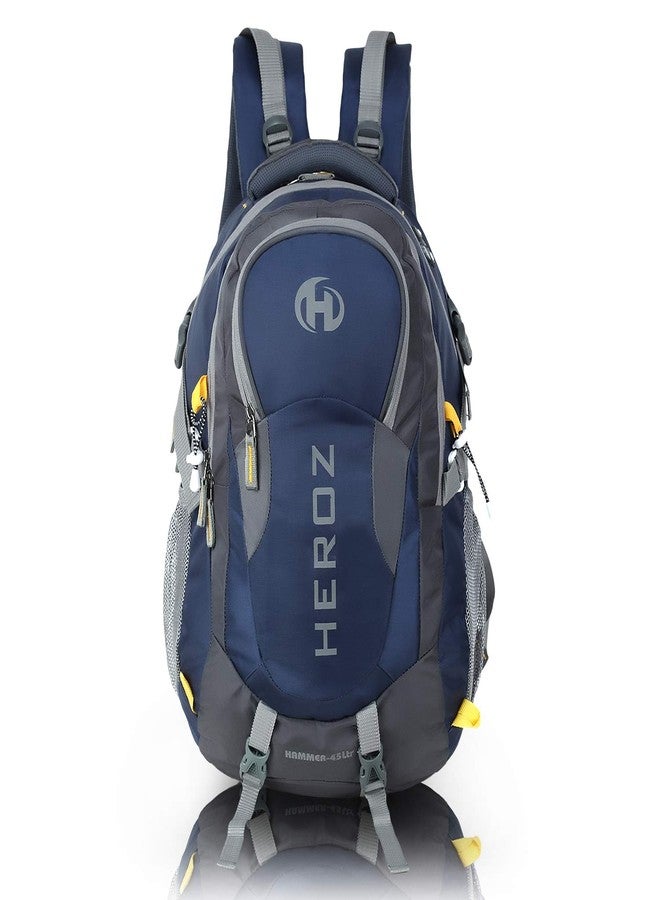 HEROZ Hammer Unisex Nylon 45 L Travel Laptop Backpack Water Resistant Slim Durable Fits Up to 17.3 Inch Laptop Notebook (Grey & NAvy Blue) - Image 1