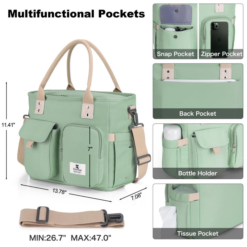 Hafmall Large Insulated Lunch Bag for Women, Leakproof Lunch Box for Men, Wide Opening Lunch Tote Bag with Shoulder Strap, Reusable Adult Lunch Bag For Work, Picnic, Green - Image 3