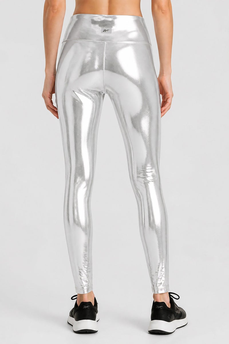 Reebok Women Sportswear Fit Training Leggings, Silver - Image 2
