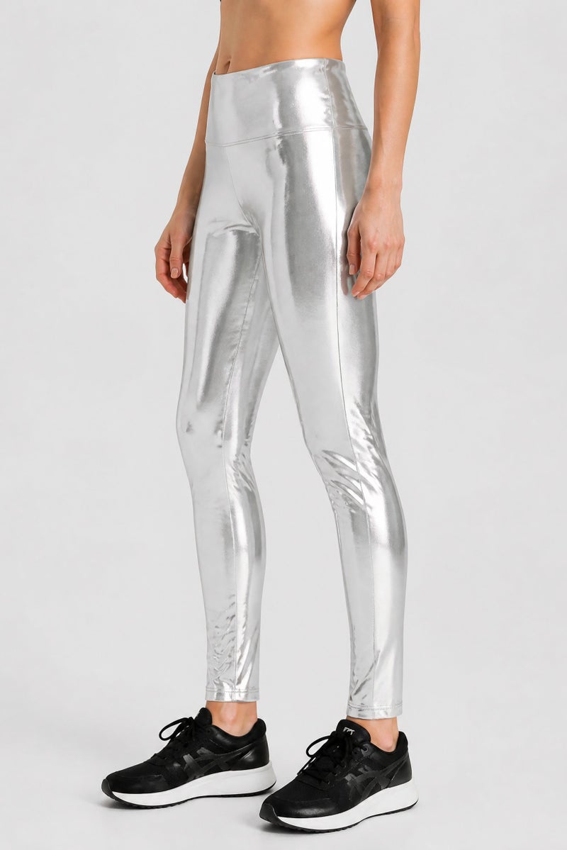 Reebok Women Sportswear Fit Training Leggings, Silver - Image 4