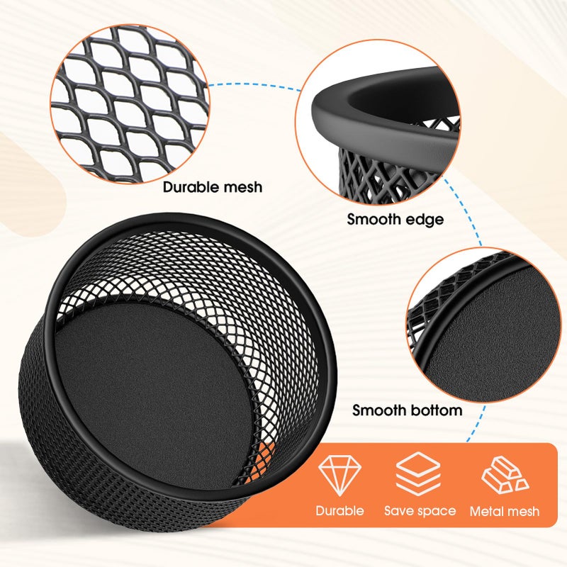 MaxGear Paper Clip Holder, Stackable PaperClip Organizer for Desk, 4 Pack Metal Mesh Paper Clip Holders with Non-Slip EVA Pad, Desk dispensers for Office Binder Box, Black - Image 4