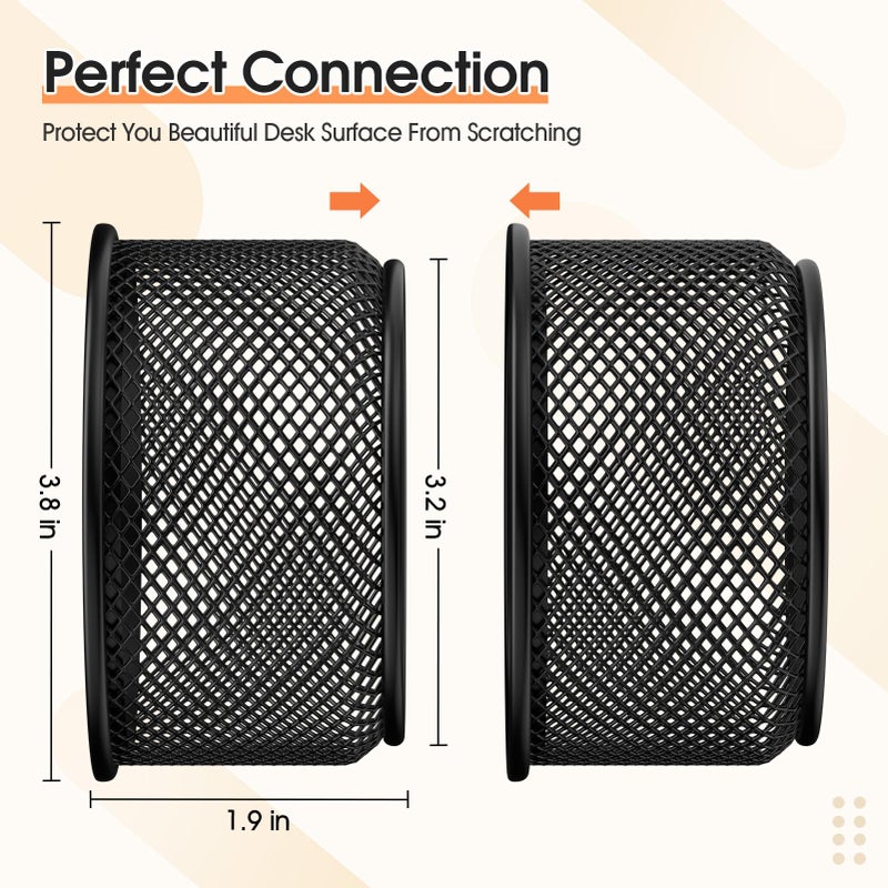 MaxGear Paper Clip Holder, Stackable PaperClip Organizer for Desk, 4 Pack Metal Mesh Paper Clip Holders with Non-Slip EVA Pad, Desk dispensers for Office Binder Box, Black - Image 2