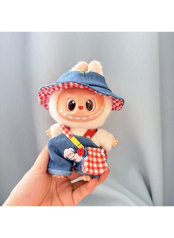 LABUBU 17cm Rabubbu Plush Doll Clothes Pendant - Simple Sakura Outfit Keychain (Clothes Only) 