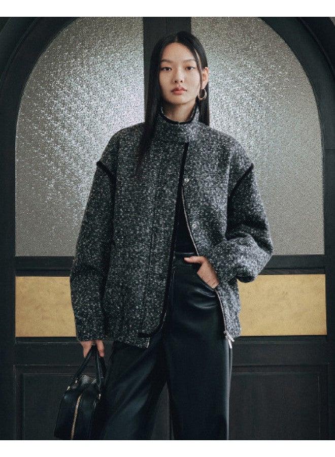 Waxbird Winter Fashion Stand Collar Loop Knit Yarn Silhouette Jacket Thickened Jacket - Image 1