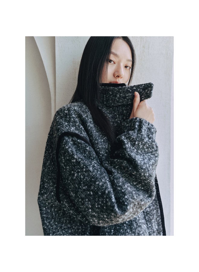 Waxbird Winter Fashion Stand Collar Loop Knit Yarn Silhouette Jacket Thickened Jacket - Image 5