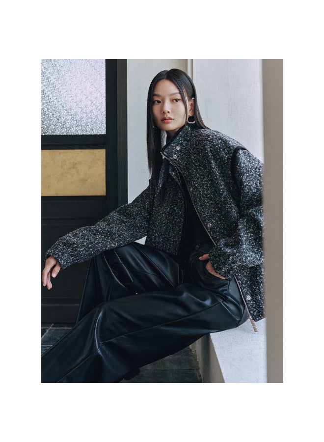 Waxbird Winter Fashion Stand Collar Loop Knit Yarn Silhouette Jacket Thickened Jacket - Image 3