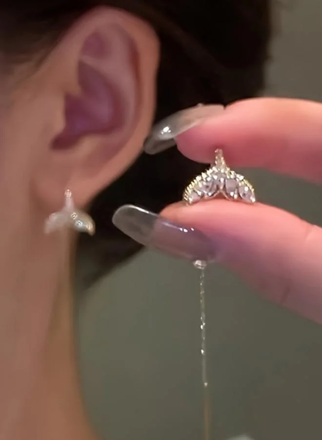 Take Two Rhinestone Mermaid Tail Earrings