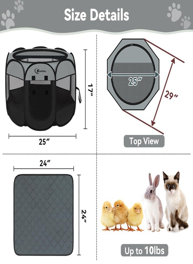 Siedihit Dog Playpen with Washable Pee Pad, Puppy Pet Cat Playpen for Small Dogs, Dog Tent Crate Indoor/Outdoor, Portable Pop Up Kennel with Carrying Case for Dogs/Cats/Rabbits(Dark Grey) - Image 3