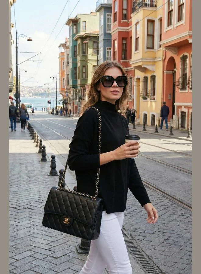 Lela Lela Long Back Stand Collar Thin Knit Sweater Women's SWEATER 4615002