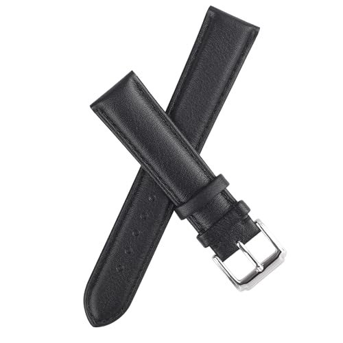 Berfine 18mm Black Calf Leather Watch Band Replacement,Extra Soft Watch Strap for Men Women - Image 2