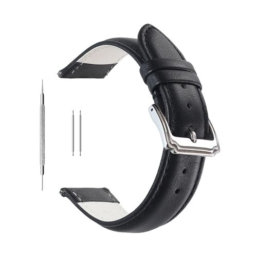 Berfine 18mm Black Calf Leather Watch Band Replacement,Extra Soft Watch Strap for Men Women - Image 5