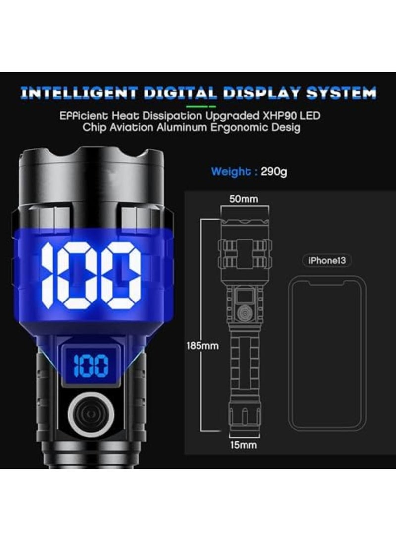 Luckam Flashlight LED Rechargeable, Super Bright Torch Light 15000 lumens XHP70.2, Tactical flash light, High Power Handheld Flashlights, Waterproof Zoomable for Outdoor Camping Emergency - Image 2