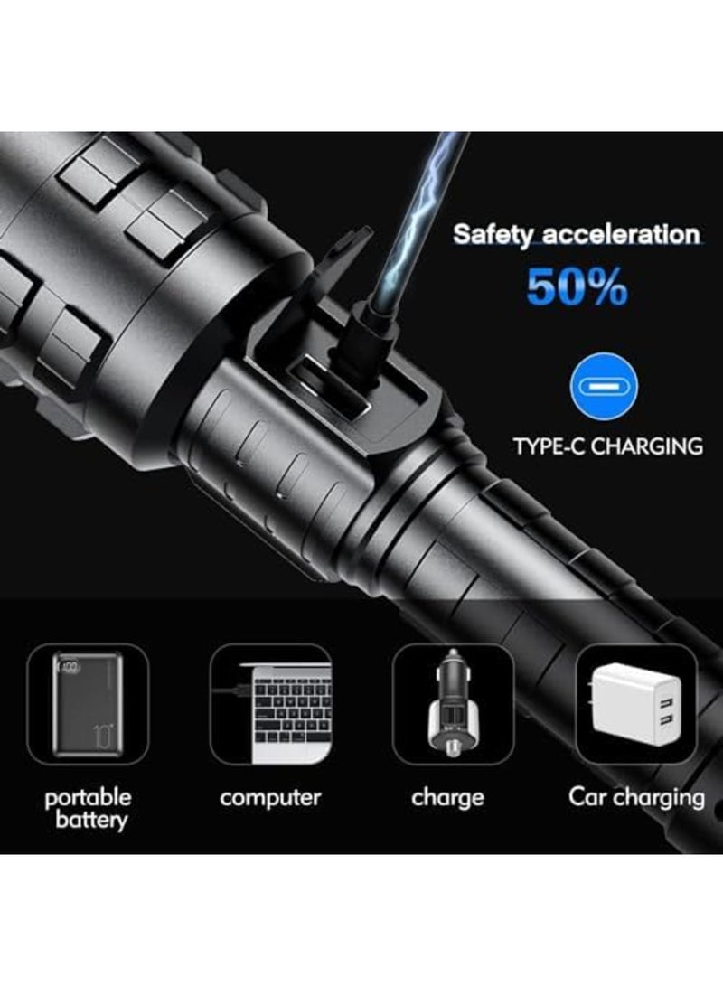 Luckam Flashlight LED Rechargeable, Super Bright Torch Light 15000 lumens XHP70.2, Tactical flash light, High Power Handheld Flashlights, Waterproof Zoomable for Outdoor Camping Emergency - Image 4